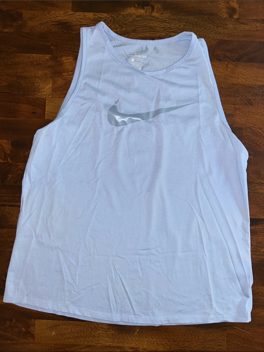 Nike White Tank Top with Silver Swoosh Logo